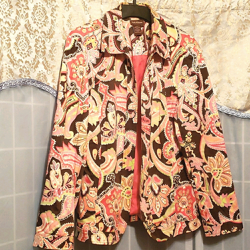 PINKY & DIANE PINK COTTON PAISLEY JACKET SZ L